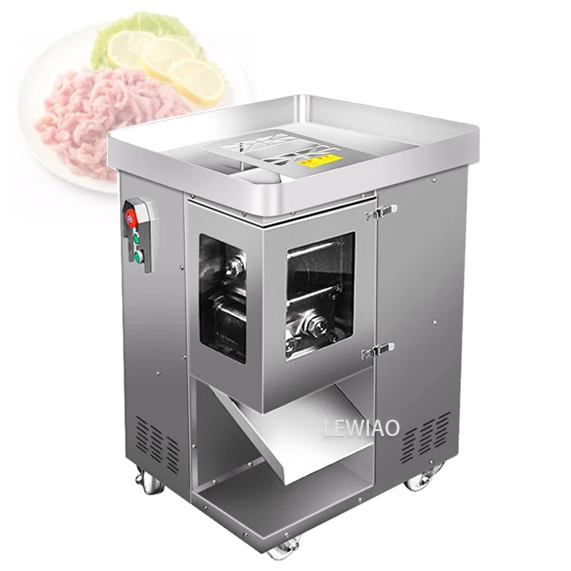 Fatiador de carne comercial de aço inoxidável automático 550w * 2 motor triturador fatiador máquina corte em cubos cortador elétrico vegetal