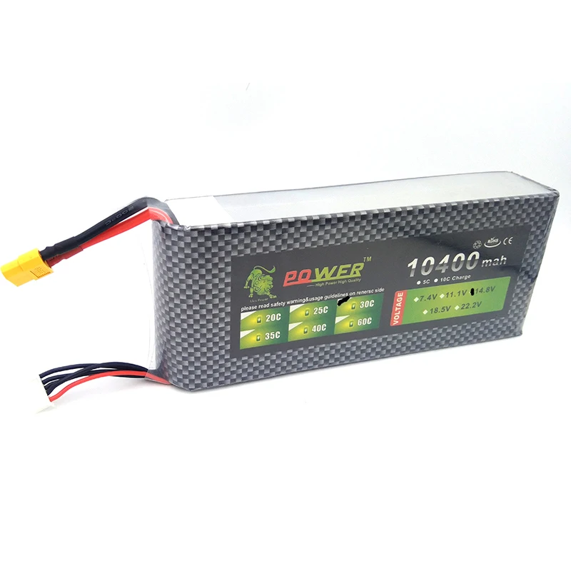 

Original Ultra-high Capacity Lion Power 4S Lipo Battery 14.8V 10400MAH 25C RC Heilecopter Car Boat 4S 10000mah Battery