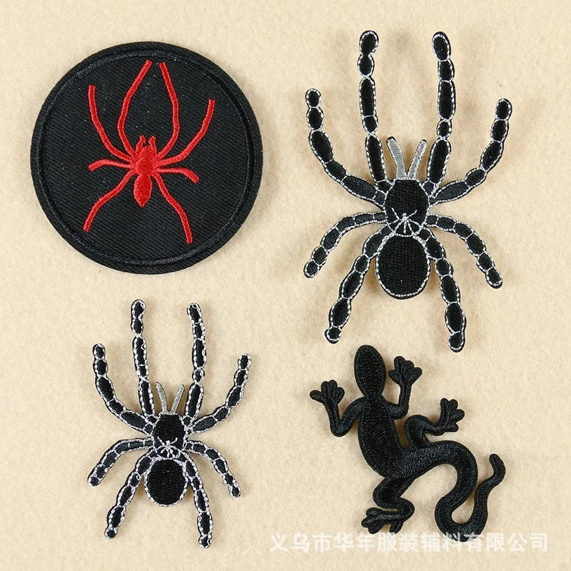 30pcs/Lot Luxury Embroidery Patch Reptile Spines Silver Spider Black Gecko Shirt Bag Hat Clothing Decoration Craft Diy Applique