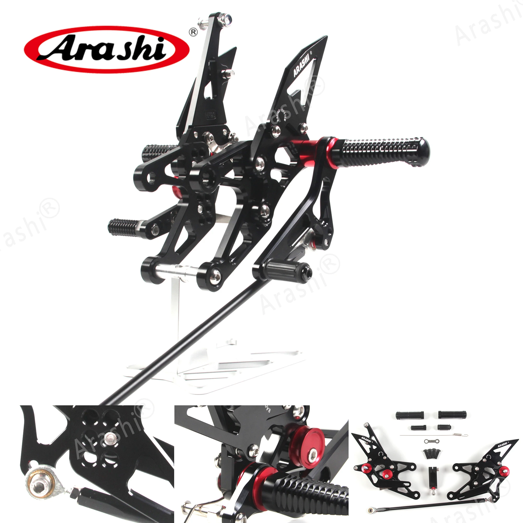 Arashi For YAMAHA YZF R1 07-08  Adjustable Footrest 2007 2008 CNC Foot Pegs Rider Rear Sets Rearset Footrest Foot Rest Aluminum