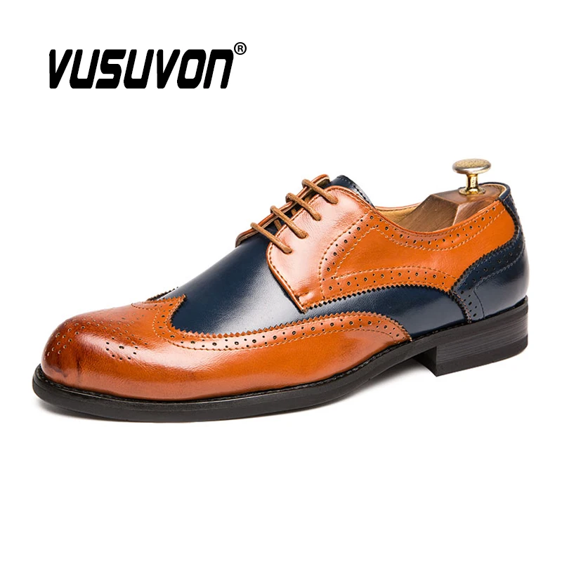 Big Size 38-47 British Men Oxfords Leather Shoes Green Blue Brogue Shoes Handmade Formal Dress Loafers Mixed Color Fashion Flats