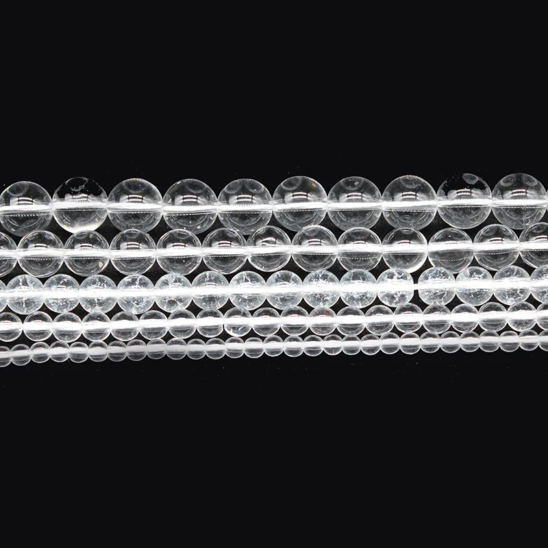 Natural Stone White  Light Clear Crystal Quartz Round Loose Beads 15\