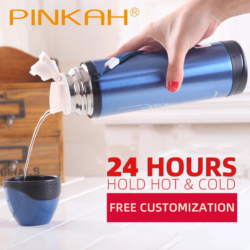 PINKAH Thermos Stainless steel Double Wall Thermal Cup Bottle Travel Mug Water Vacuum Cup School Home Office Coffee  Cup 500ML