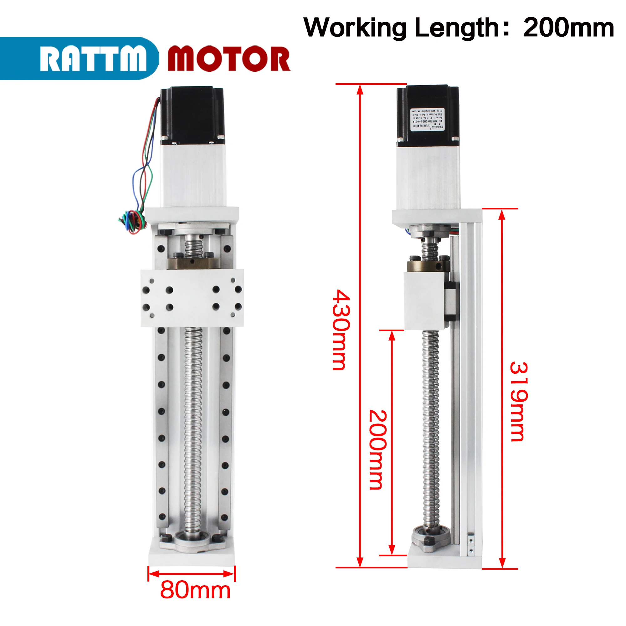 

Travel 100mm 200mm 400mm Ball screw SFU1605 80mm Linear Guide Motion Slide Table Actuator Stage Rail + Nema 23 stepper motor