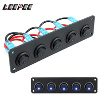 Rocker Toggle Switch Panel for RV Yacht Marine Boat Car Marine Waterproof Interior Parts 12V 24V Light Buttons LED 5 Gang Keys