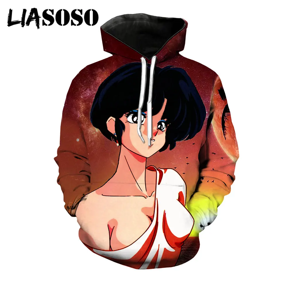 LIASOSO – sweat à capuche pour homme et femme, Streetwear, Harajuku, Fitness, décontracté, Kawaii Tendou Akane, dessin animé en 3D, 1/2