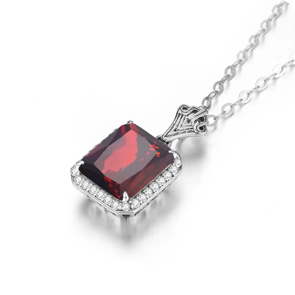 

Szjinao Classic Garnet Necklace Pendant Silver 925 Real 100% Pendant For Woman Square Anniversary Party Gift Trend Fine Jewelry