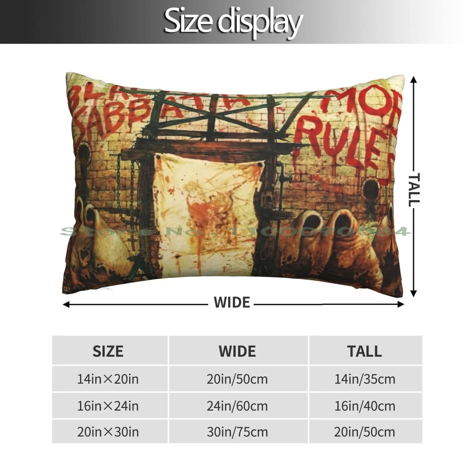 Black Mob Rules Pillow Case 20x30 50*75 Sofa Bedroom Music Heavy Metal 1970s Metalcore Long Rectangle Pillowcover Home Outdoor