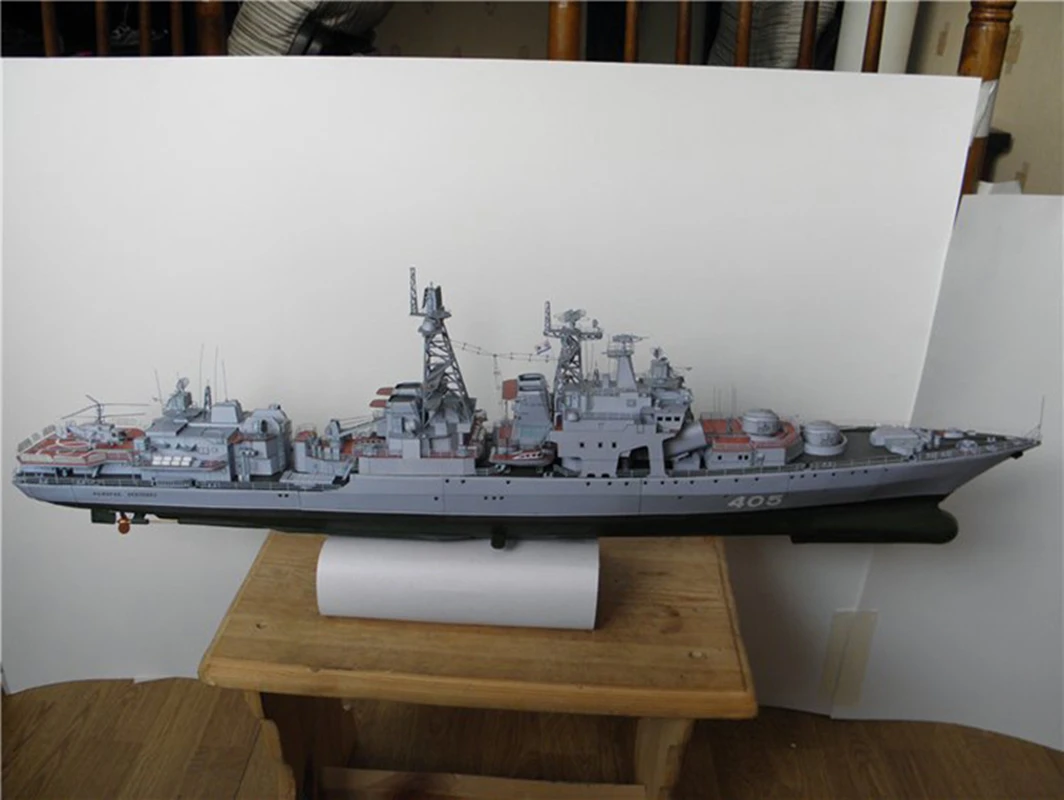 3D Paper Craft Russian Destroyer Admiral Levchenko Anti-submarine Ship Puzzel Harlem Dreadnought-class Desk Home Decoration