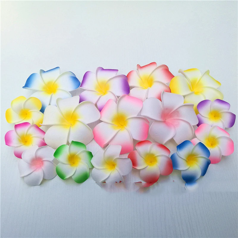 10PCS Foam Frangipani Head Artificial Plumeria Hawaiian Fake Flower Frangipani Flower Plumeria Egg For Beach Wedding Party Decor