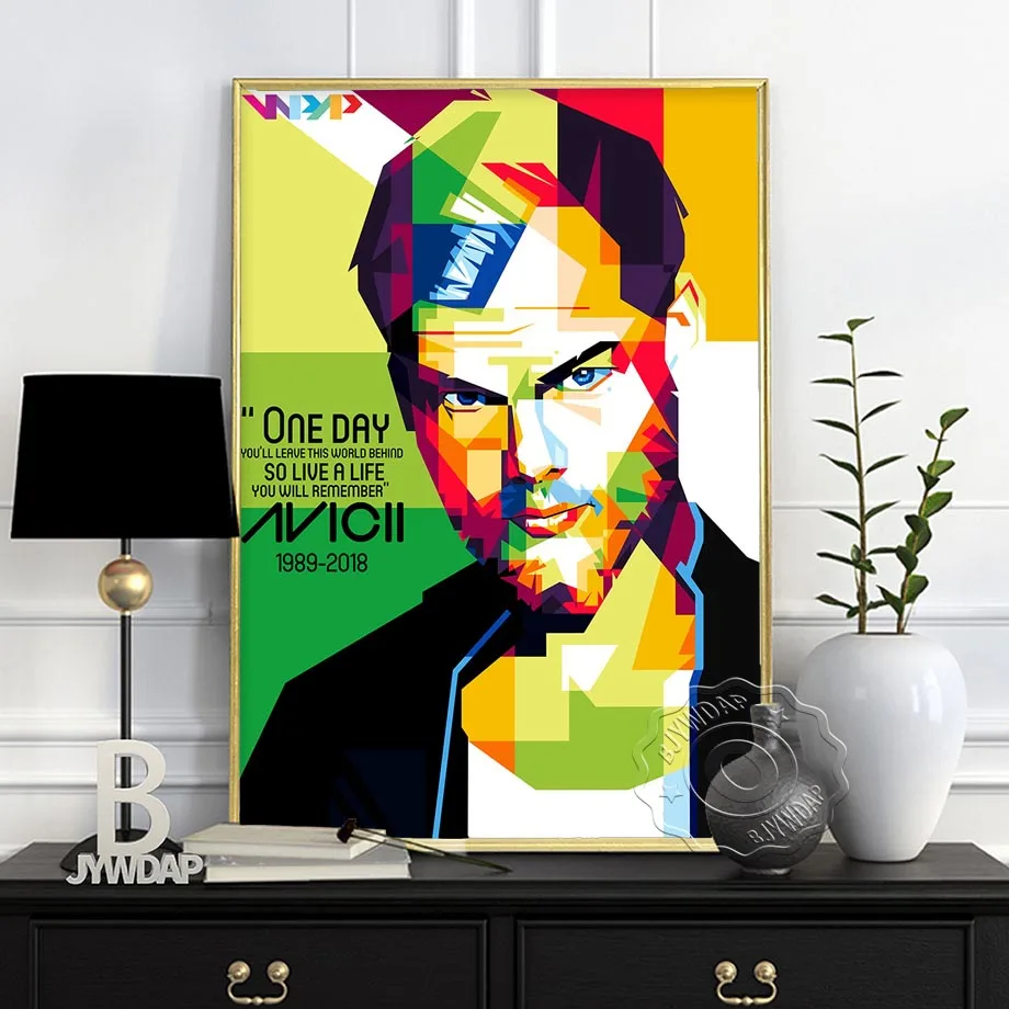 Avicii أسطورة DJ الموسيقى المغني ستار الحديثة مجردة المشارك يطبع اللوحة الفن قماش جدار صور لغرفة المعيشة ديكور غرفة نوم