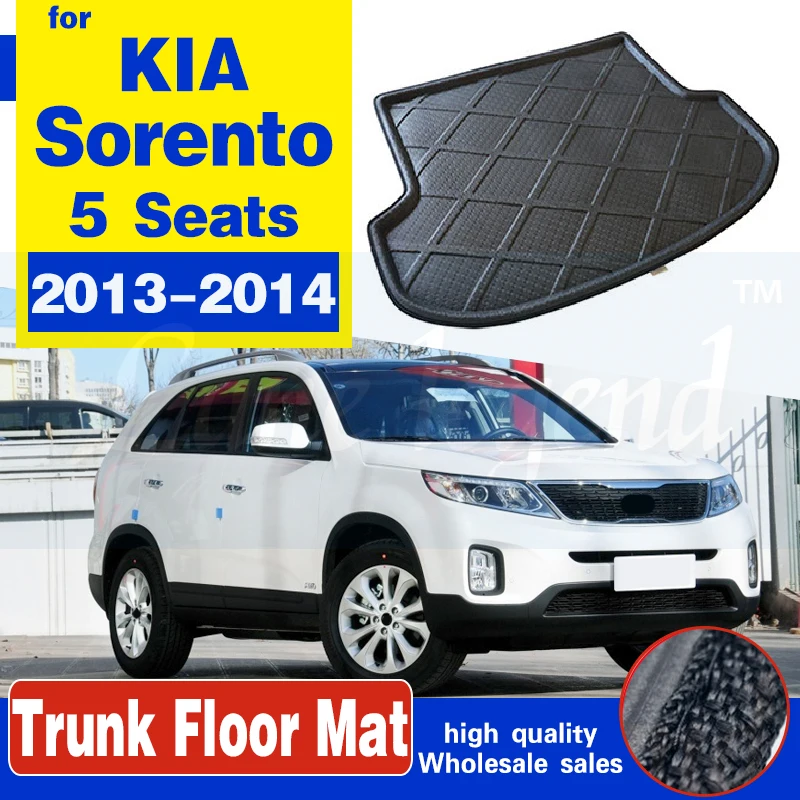 For Kia Sorento 5 Seat Car Trunk Mat Tray Boot Liner Floor Cargo Carpet Mud Protection Pad Non-slip Accessories 2013 2014