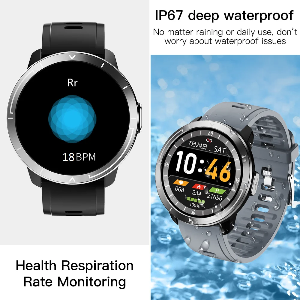 Reloj inteligente PPG ECG para hombre y mujer, accesorio de pulsera resistente al agua IP67 con control del ritmo cardíaco y de la temperatura corporal, completamente táctil