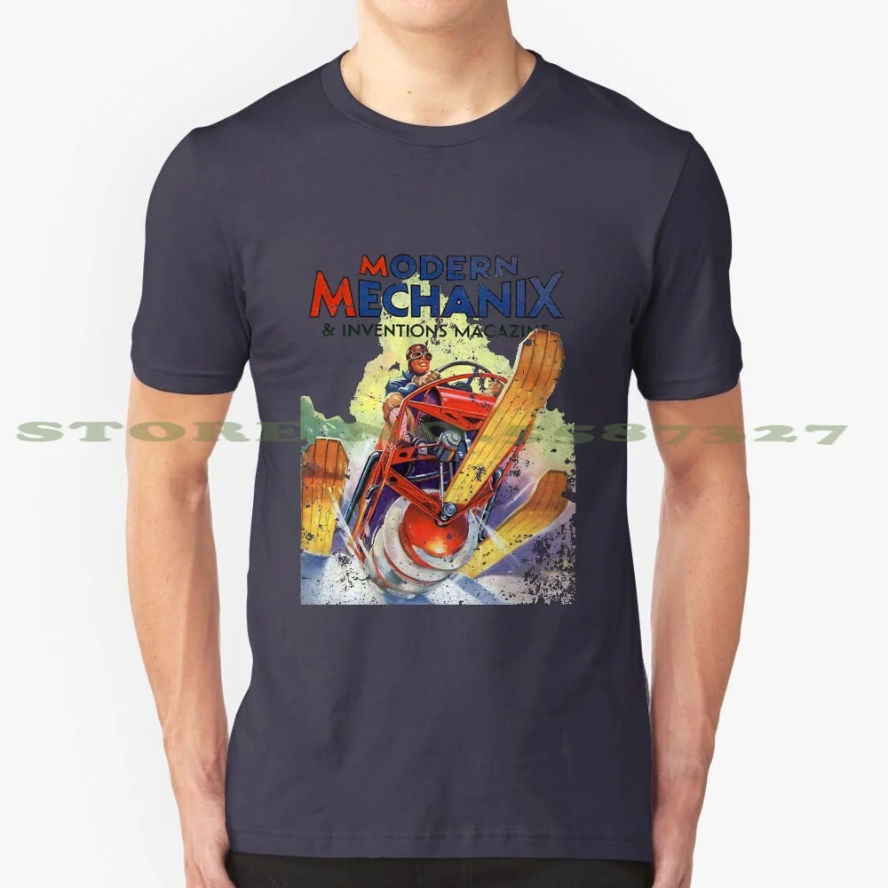 Modern Mechanix Snowmobile 100% Cotton T-Shirt Snowmobile Winter Science Retro Vintage Cars Plane 1930S Wisconsin Michigan