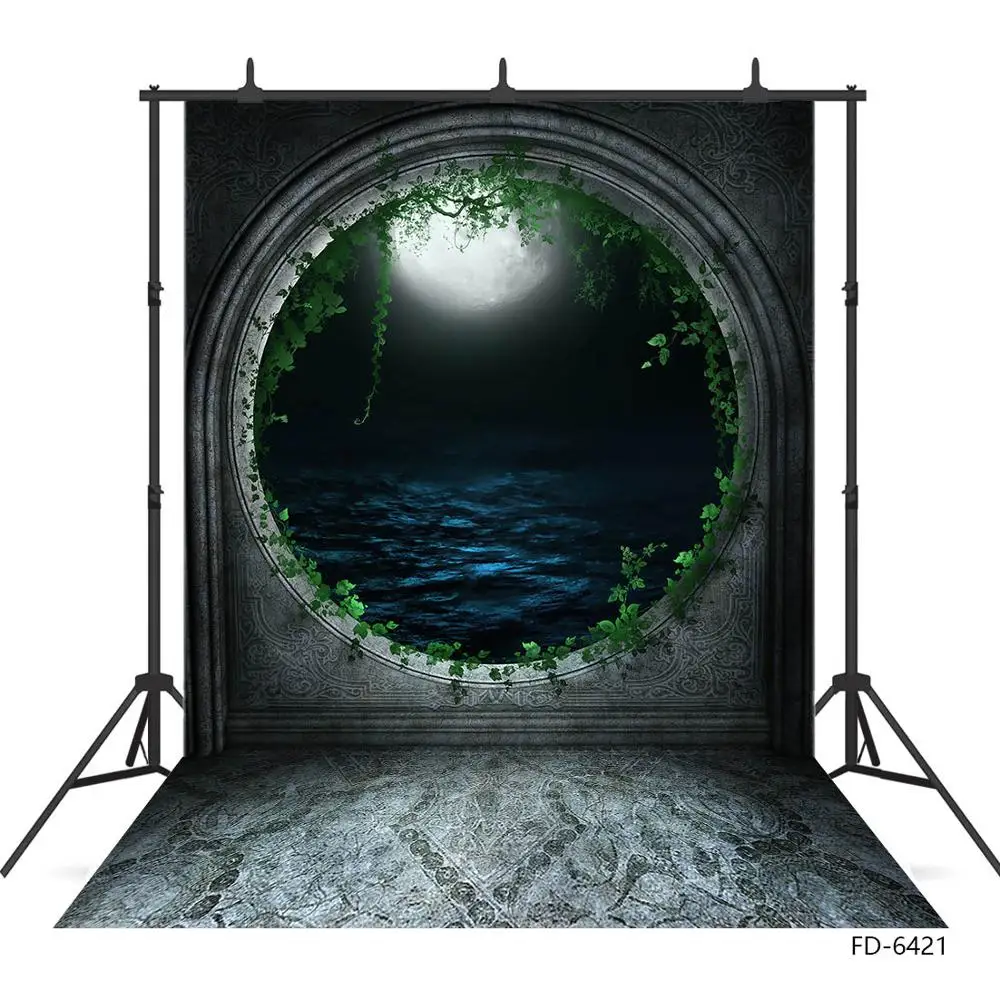 Full Moon Water Leaves Retro Pattern Photography Background Custom Backdrop Photo Studio for Children Baby Portrait Photophone