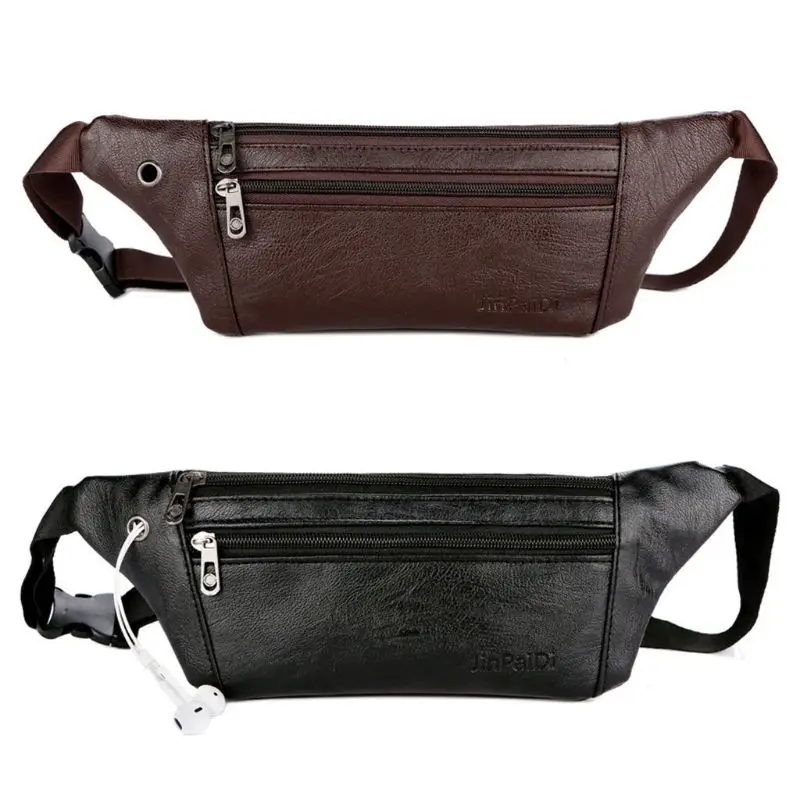 

Men PU Leather Belt Bum Waist Pouch Fanny Pack Crossbody Shoulder Sport Zip Bag