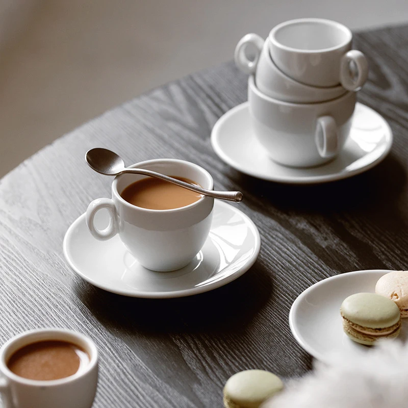 

Nordic Ceramic Coffee Cup and Saucer Set Espresso Coffee Cup White Bone China Mugs Latte Mocha Tea Coffee Cup with Saucer