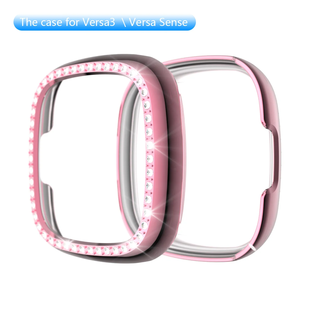 Funda de diamante para Fitbit Versa 3, carcasa protectora de cristal para fitbit sense/ Versa3, protector a prueba de golpes para reloj