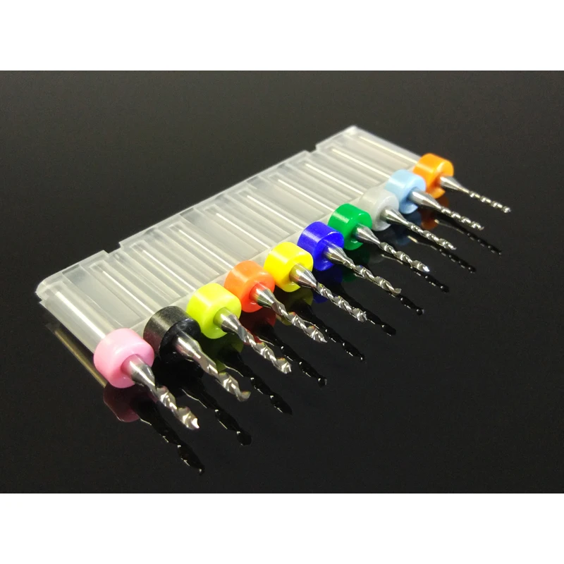 10Pcs Set 0.1-2.0 Mm PCB Mikro Bor Bit untuk PCB SMT CNC Papan 1/8 "Shank Wolfram alloy Bor Bit Set
