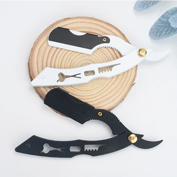 Profissional de Aço Inoxidável Manual Shaver, Borda Reta, Sharp Barbeiro Navalha, Folding Barbear, Barba Cortador, 2 Cores