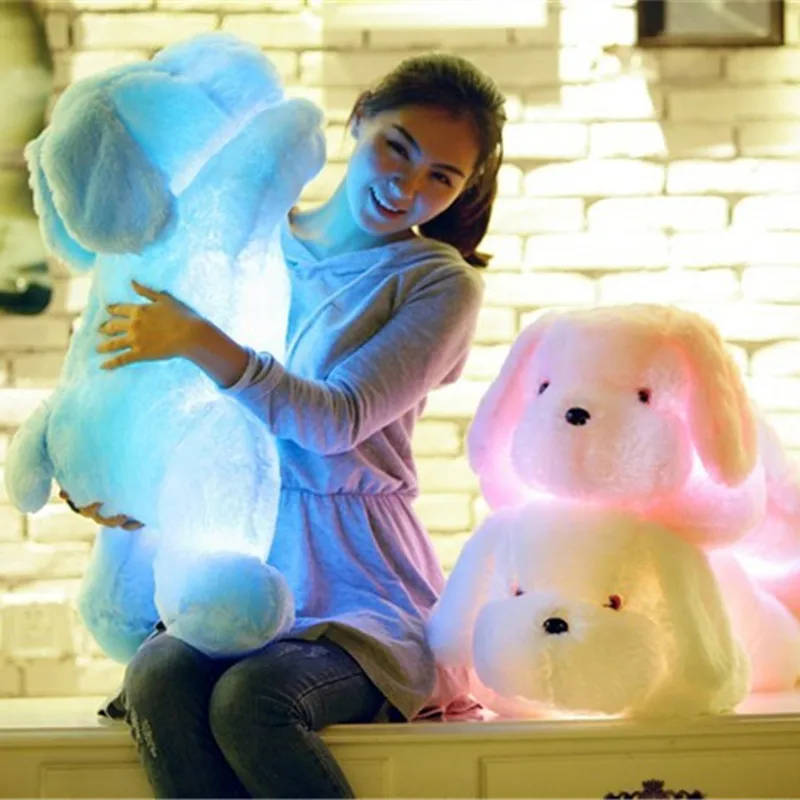Vendita calda 50 CM classico cane luminoso LED luce peluche cuscino giocattoli per bambini peluche bambola regalo di Natale