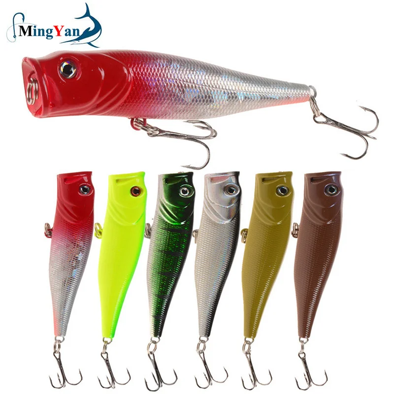 1pcs Fishing Lures 8.5cm 13.4g Topwater Popper Bait 6 Color Hard Bait Artificial Wobblers Plastic Fishing Tackle with 6# Hooks