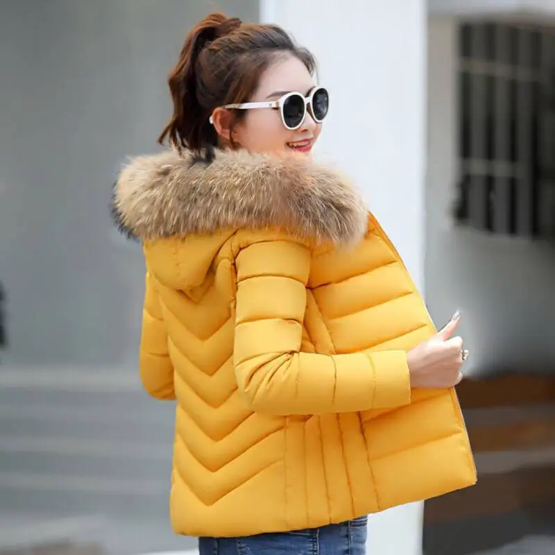 

Down Cotton Coat Female Jacket Parka Big Fur Collar Autumn Winter Coat Women Clothes 2020 Korean Vintage Tops Plus Size ZT4706