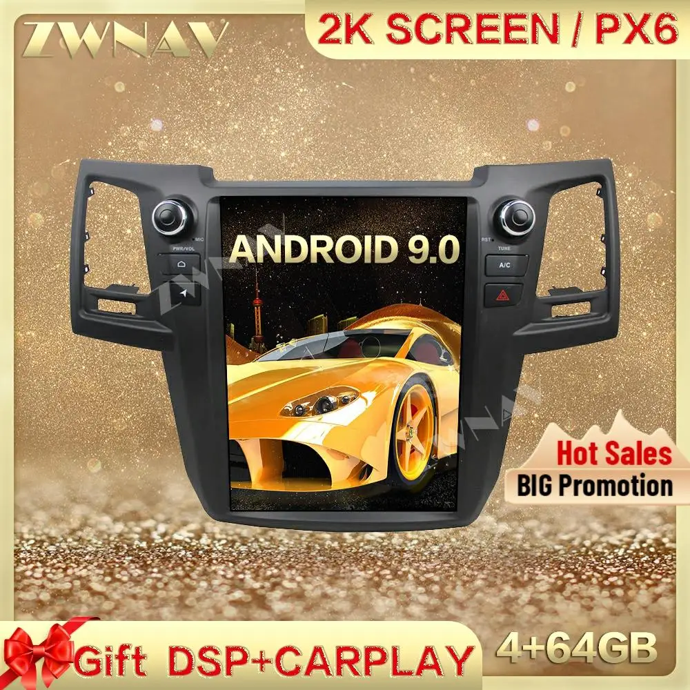 PX6 DSP Carplay Tesa- screen 64G Android 13 Car Multimedia Player For TOYOTA FORTURNER 2015 GPS Radio Auto stereo IPS head unit