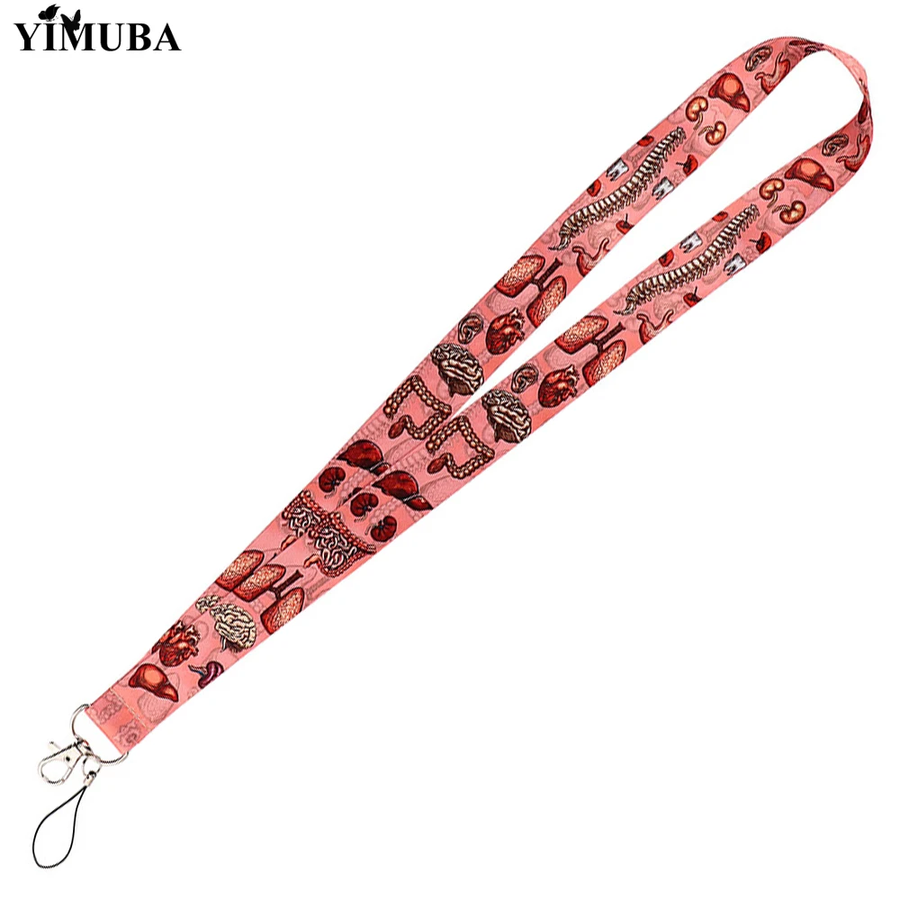 New Anatomy Human Organ Lanyards Keychain Brain Heart Stomach Cartoon Print Neck Straps Neckband Medical Student Graduation Gift