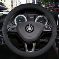 Leather Car Steering wheel Cover Anti-slip for Skoda Fabia 1 2 3 I II III Auto interior Accessories