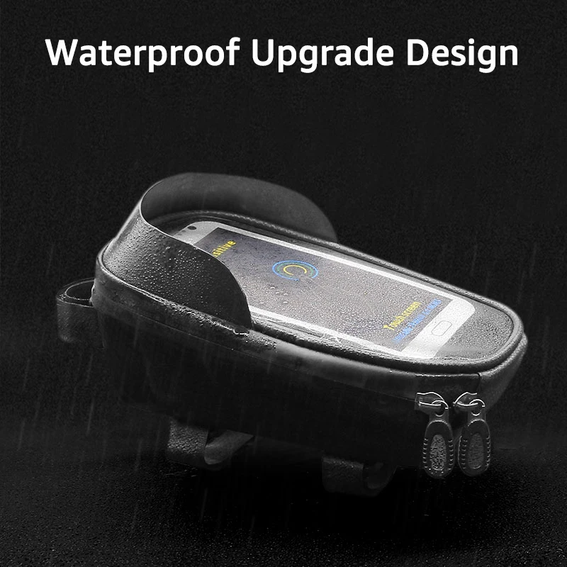 Rainproof Bicycle Bag Bike Frame Front Top Tube Phone Bag Cycling Waterproof Mobile Phone Holder with Touchscreen Bag Case 7inch