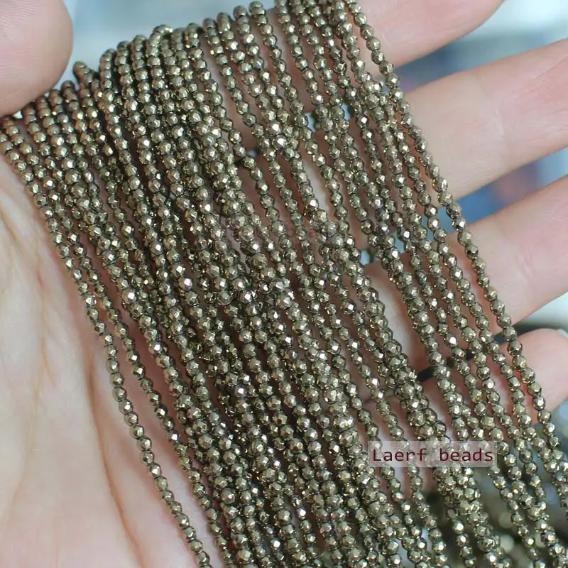 Natural Faceted Pyrite Round 2mm/3mm/4mm Loose Beads,For DIY Jewelry Making ! Necklace ,Bracelet