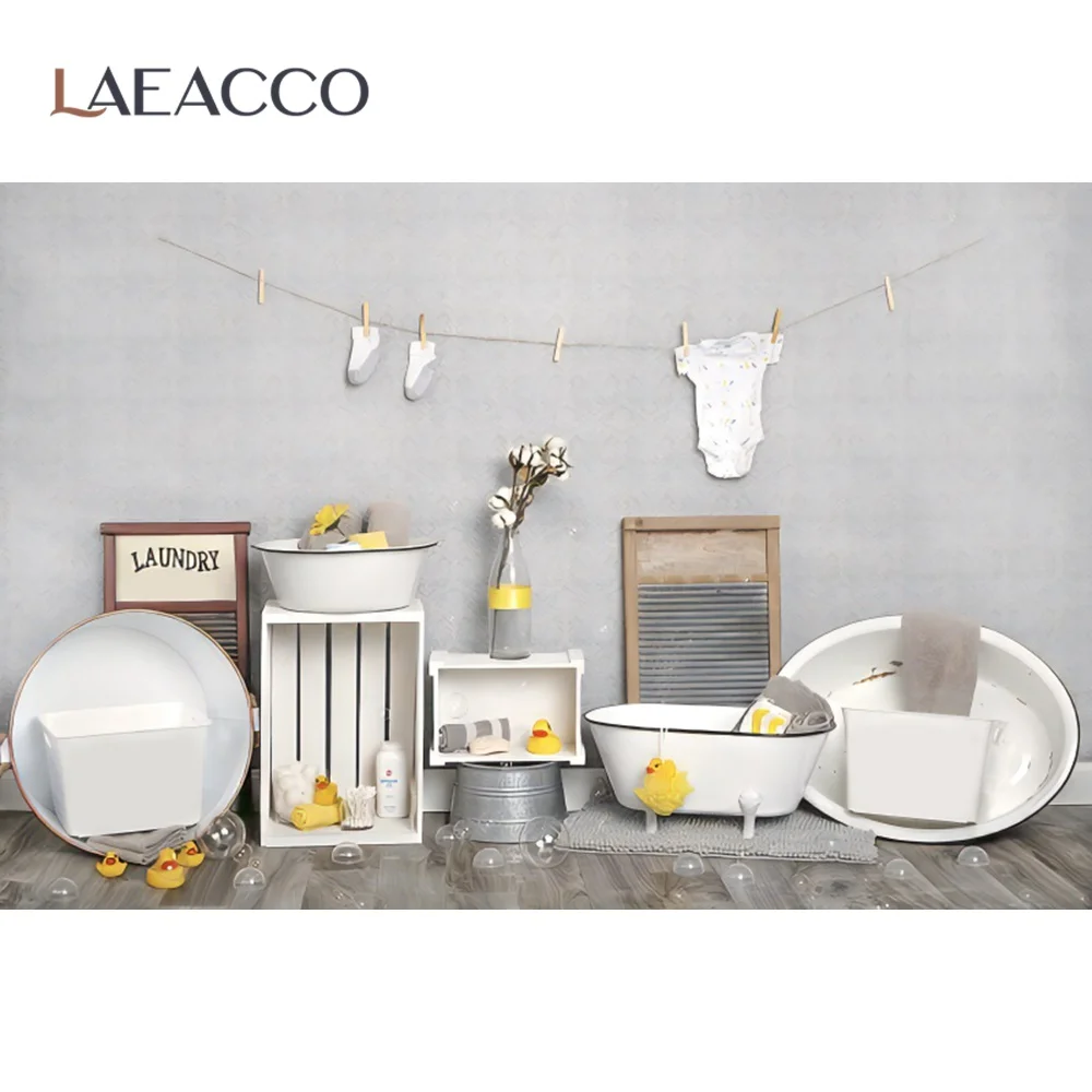 Newborn Baby Shower Backdrop For Boy Girl Laundry Bathroom Wash Basin Portrait Photography Background Photocall For Photo Studio