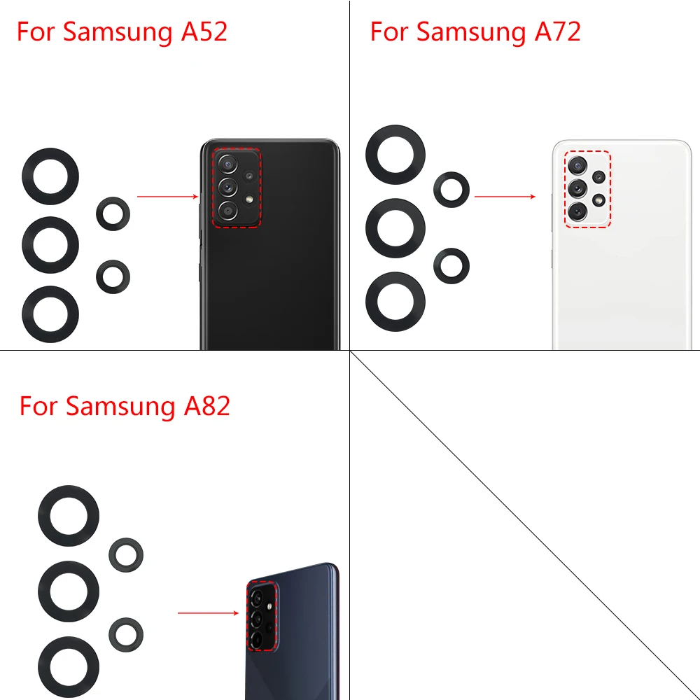 New Back Rear Camera Glass Lens For Samsung A32 A52 A72 A82 S21 S22 S23 Plus Ultra With Adhesive Repacement Parts