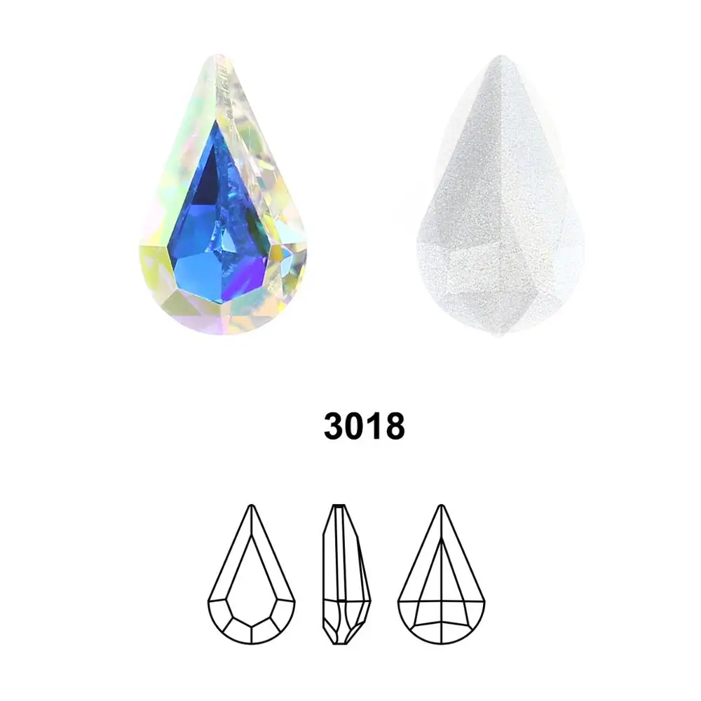 Glittery Colorful Tear Drop K9 Glass Crystal Rhinestones Pointback Rhinestones Glue on Garment DIY Crafts Jewelry Accessories