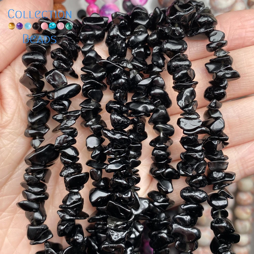 Natural Irregular Black Agates Onyx Stone Spacer Round Bead For Jewelry Making DIY Bracelets Accessories Wholesale 15''
