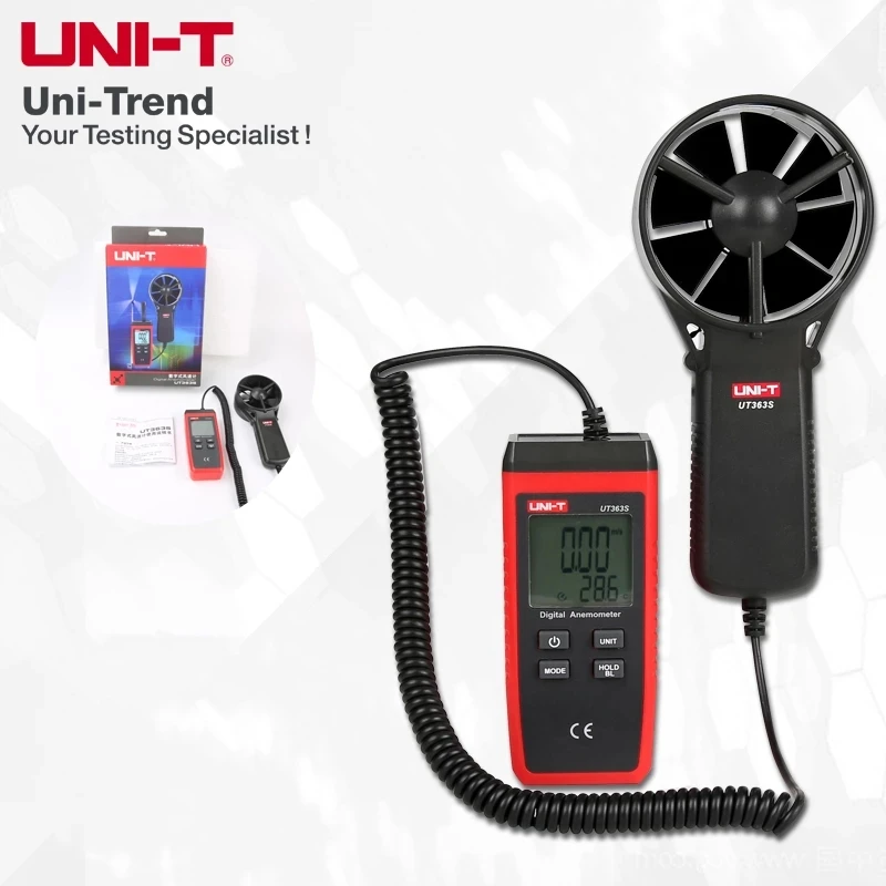 UNI-T UT363S tipo spaccato anemometro digitale sensore preciso di velocità del vento ampio Display LCD conservazione dei dati dell'esposizione della scala del vento