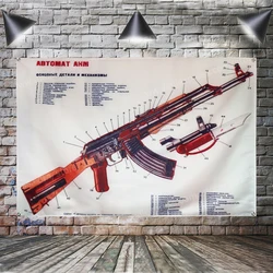 Gun Poster Flag Banner Art Home Decoration Hanging 4 Gromments In Corners 3*5FT 144cm*96cm