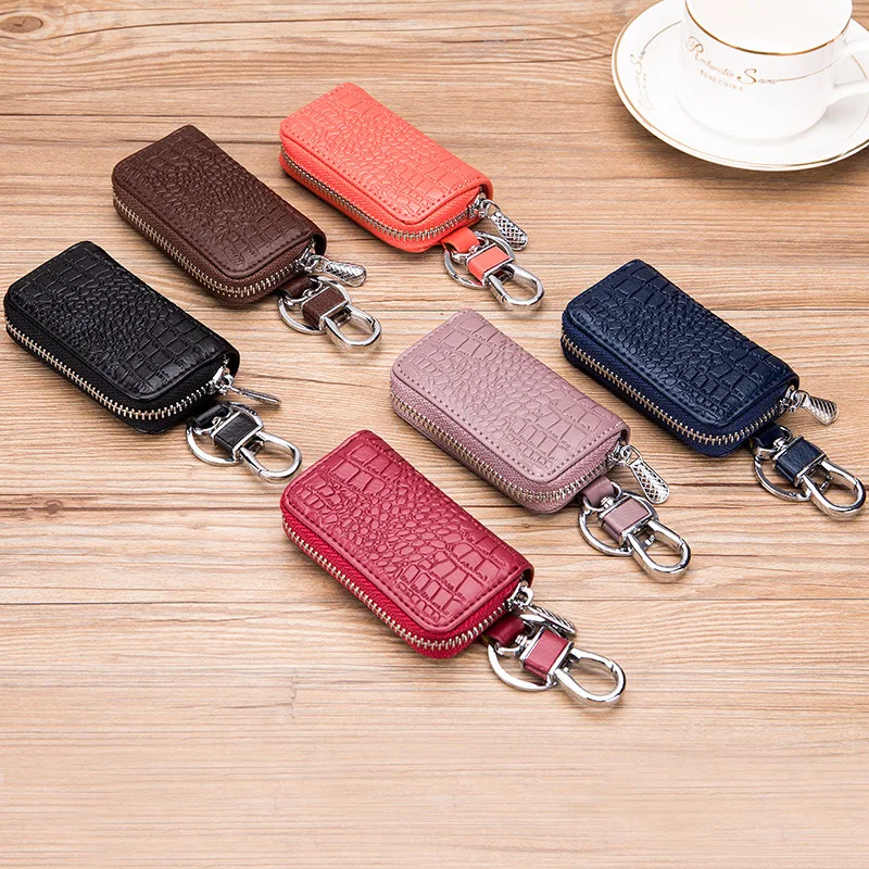 High-End Luxury Female Key Bag Crocodile Pattern Genuine Leather Universal Smart Remote Control Men's Key Chain Storage Bags