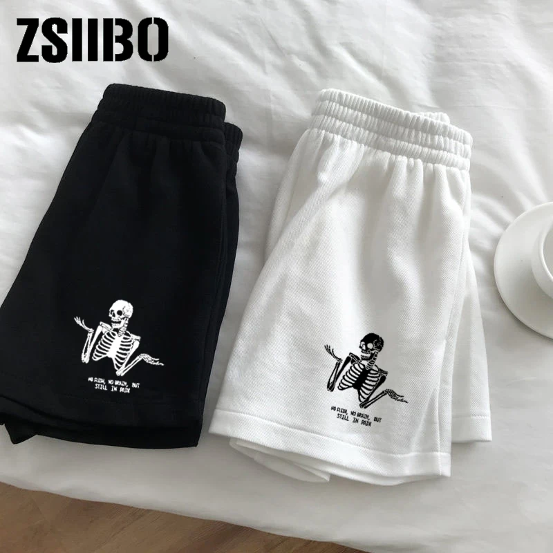 Sports shorts women's 2021 summer new print hole tight shorts casual ladies stretch waist beach shorts women's shorts shorts