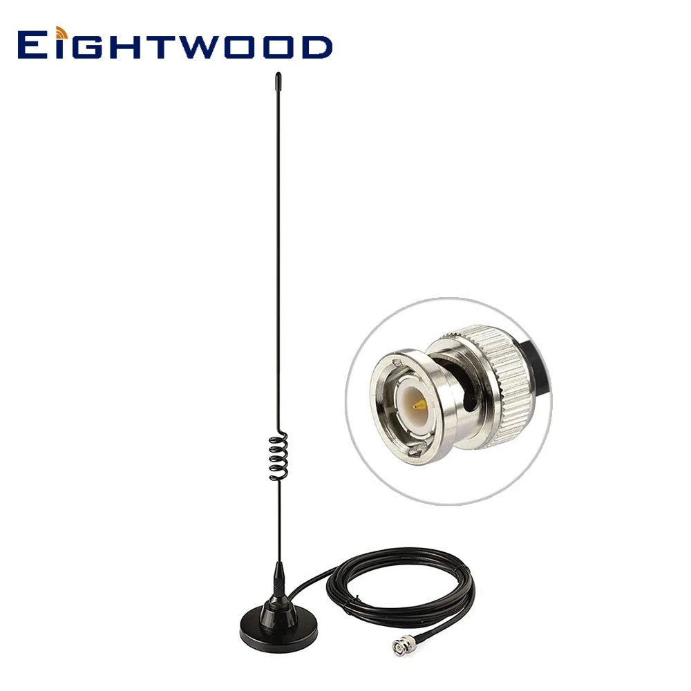 Eightwood VHF 136MHz-174MHz UHF 400MHz-520MHz 764-960MHz Ham Radio Police  ​Scanner Antenna Magnetic Base BNC Male 3m Extension