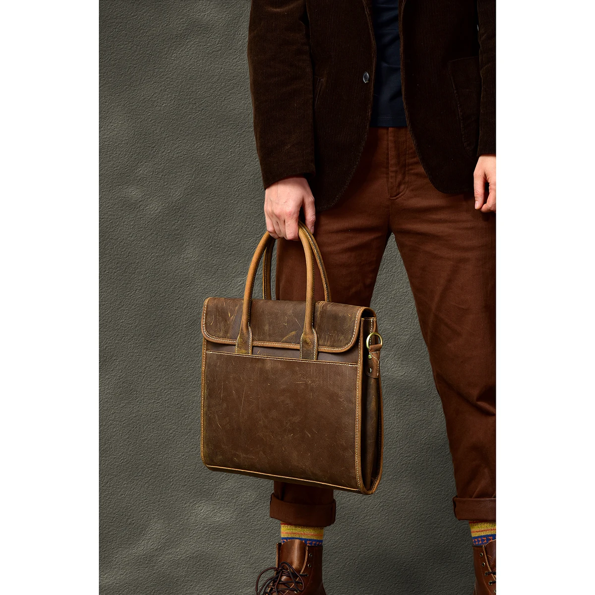 Crazy Horse-Bolso de cuero para hombre, cartera fina de cuero vacuno Retro, tipo bandolera bolso de hombro, para todos los días, para ordenador portátil, novedad de 2021