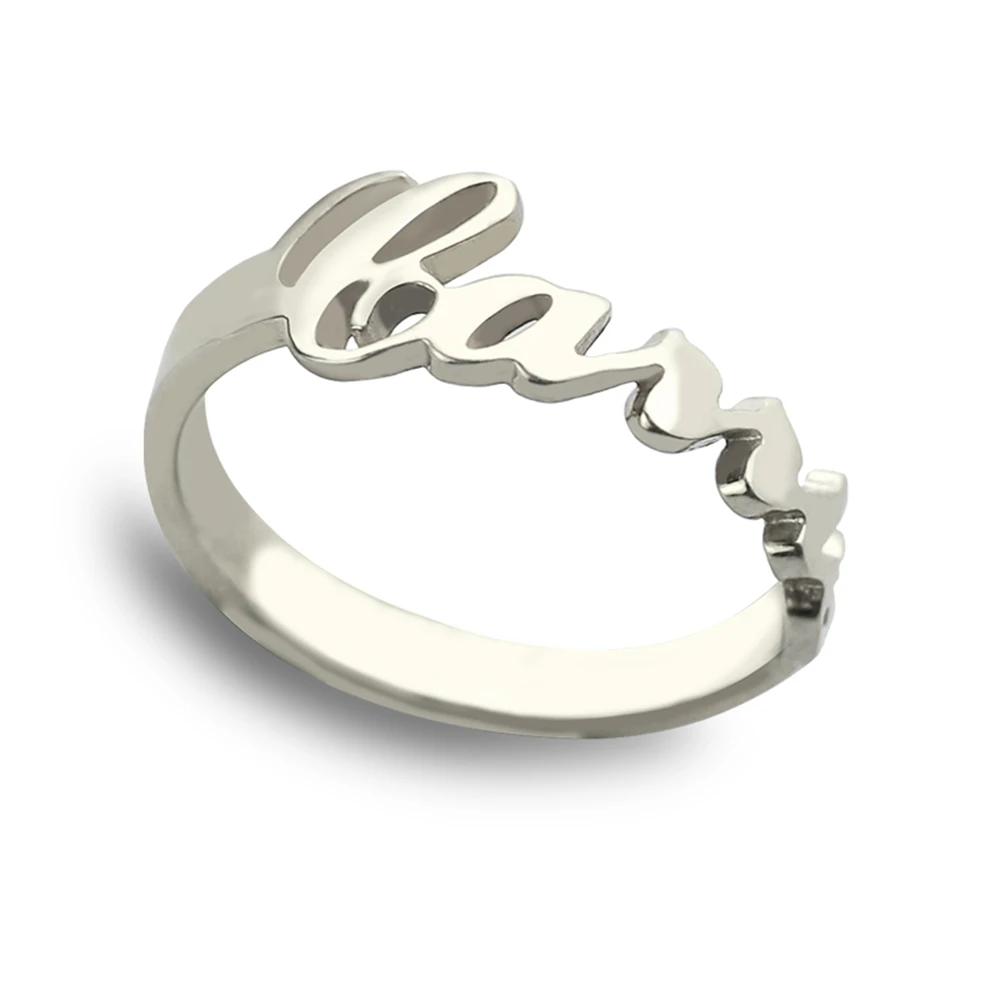 Uonney Dropshipping Personalized Carrie Name Ring Custom Word Initial Gift In Silver Gold For Her Valentines Jewelry