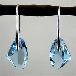 Boho Elegant Women Silver Color Blue Crystal Drop Hook Dangle Earrings party Jewelry Gifts Irregular shape Pendientes Earring