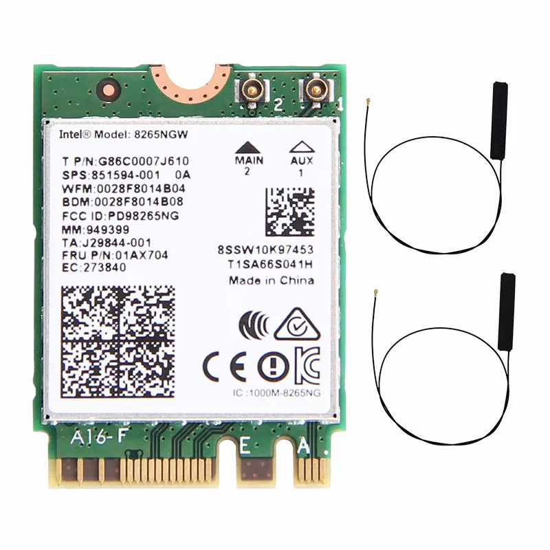 Carte réseau wi-fi double bande, 2.4/5ghz, 8265 mb/s, bluetooth, wlan, pour intel 8265ngw ac 867 ngff 802.11ac 2x2 MU-MIMO, bt 4.2