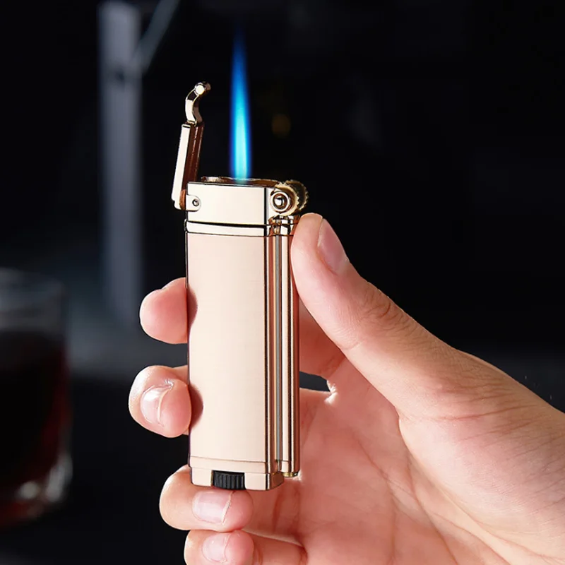 

Fashion Grinding wheel Flint Gas Lighter Straight Flame Butane Gas Windproof Jet Lighters Metal Spray Gun Cigarettes Lighter