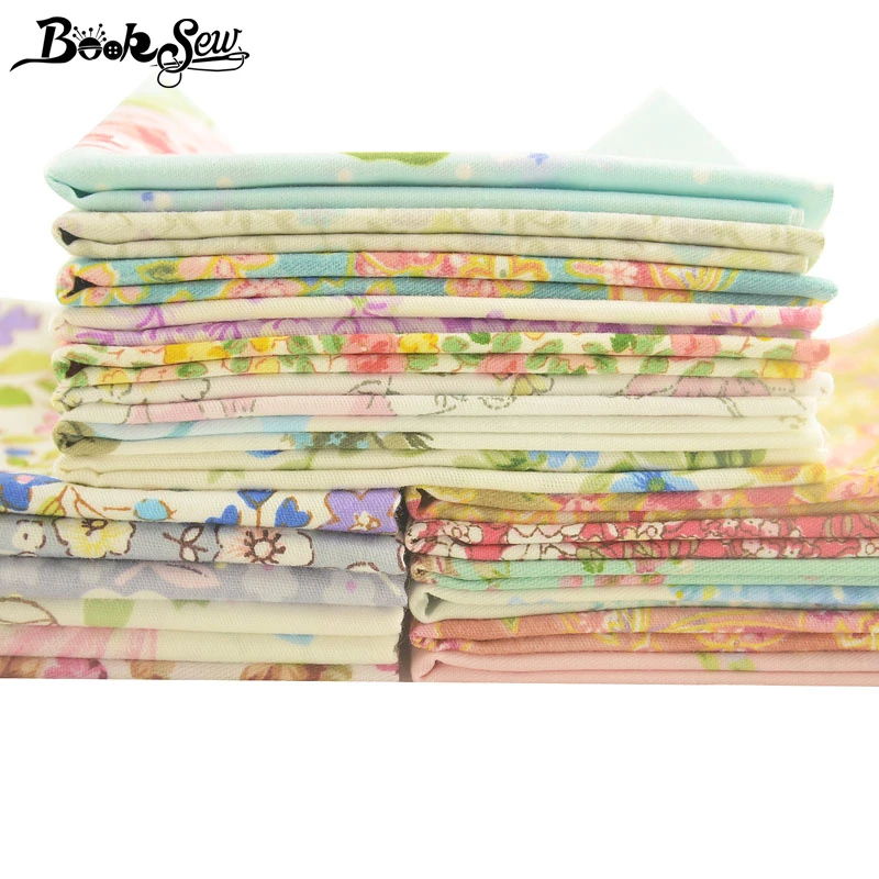 Booksew 25x45cm 100% Cotton Fabric Flowers Design Telas Algodon Patchwork Sewing Cushion Material Tissu DIY Home Textile Cloth