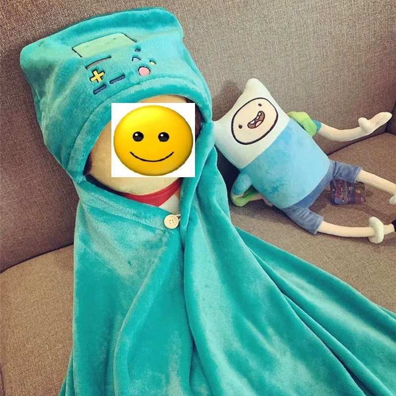 Adventure Time Robot mantello Tippet scialle peluche ufficio resto dormire morbida coperta calda ragazzo ragazza amico compleanno regalo di natale