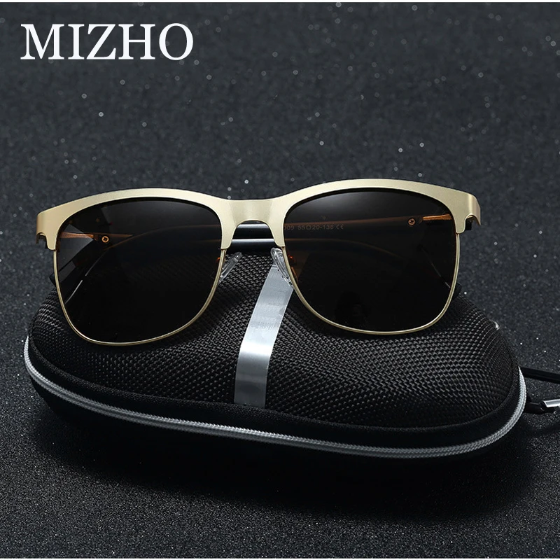 

MIZHO GOLD Glasses Silver UV400 Protection Sunglasses Men Polarized Driving Snow safety Eyewear Maen