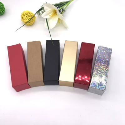 100pcs 2.5*2.5*8.5cm gold black laser DIY Lipstick Perfume Essential Oil Bottle packaging box valve tube package kraft Paper Box